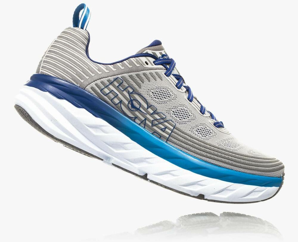 Hoka Bondi 6 Wide USA Stockists - Mens Road Running Shoes Blue/Grey